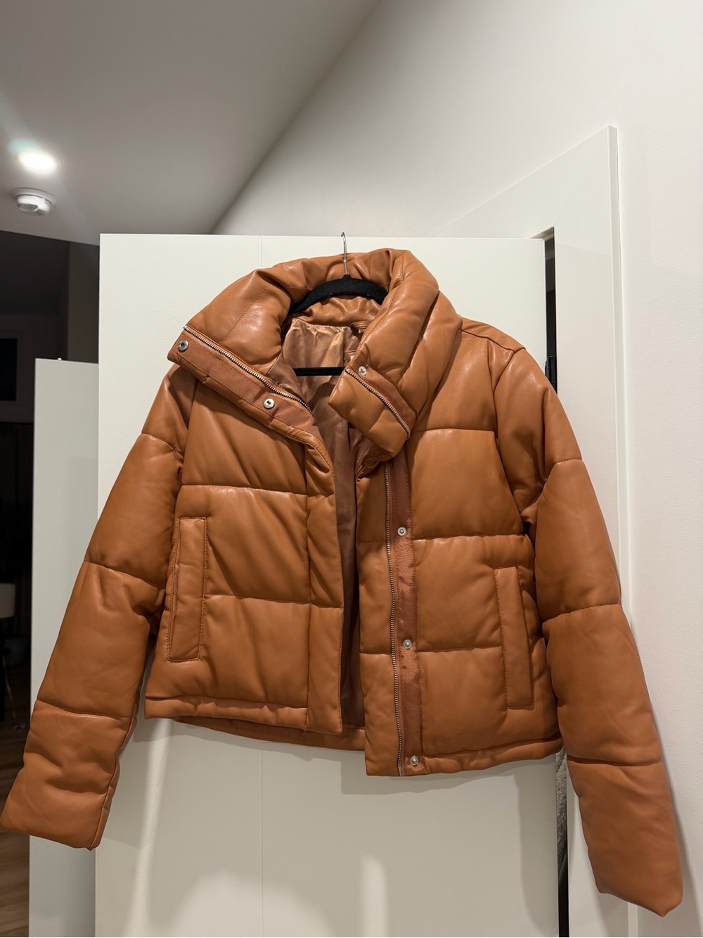 Abercrombie & Fitch Faux Leather Puffer Jacket